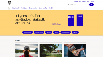 Captura de pantalla del sitio web de la Oficina Central de Estadísticas de Suecia